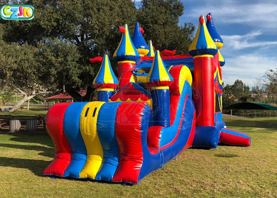 Commercial Blow Up Bounce House With Waterslide Plato Vinyl PVC Material